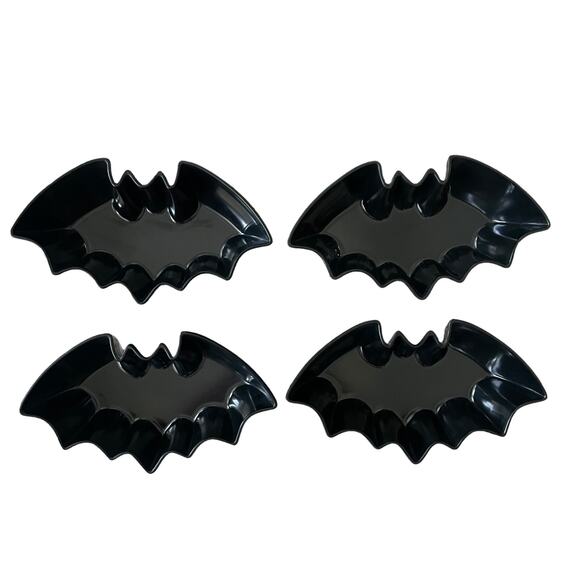 Christian Siriano BLACK BAT Melamine Bowls 7.5x2 Set of 4 Spooky Halloween NEW - Picture 2 of 13